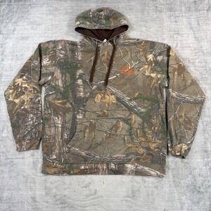 Realtree Camo Sweatshirt Mens Large Brown Timber Camouflage Hoodie Hunting Punk